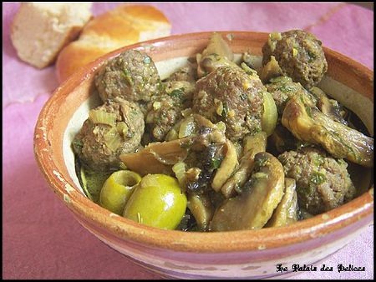 Tajine de kefta aux champignons et olives vertes Recette Ptitchef