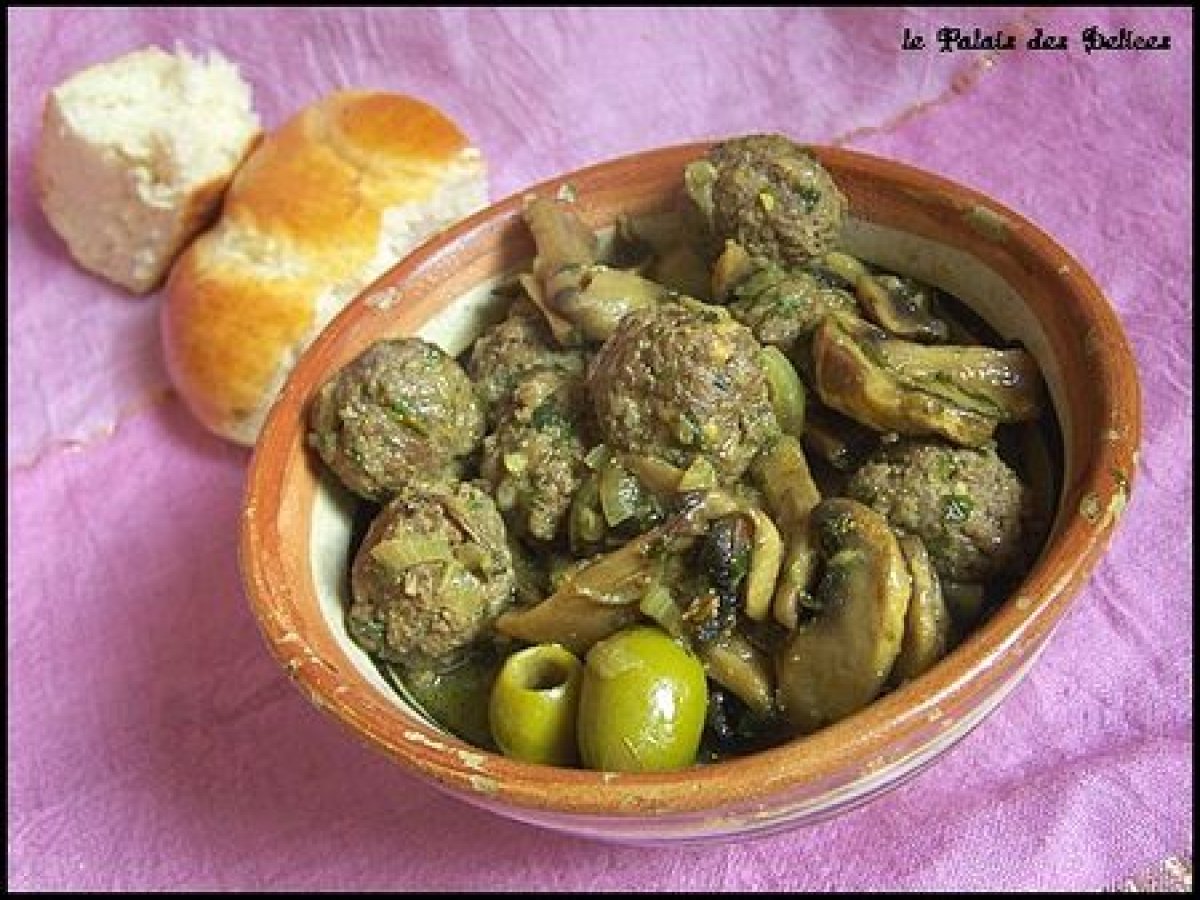 Tajine de kefta aux champignons et olives vertes Recette Ptitchef