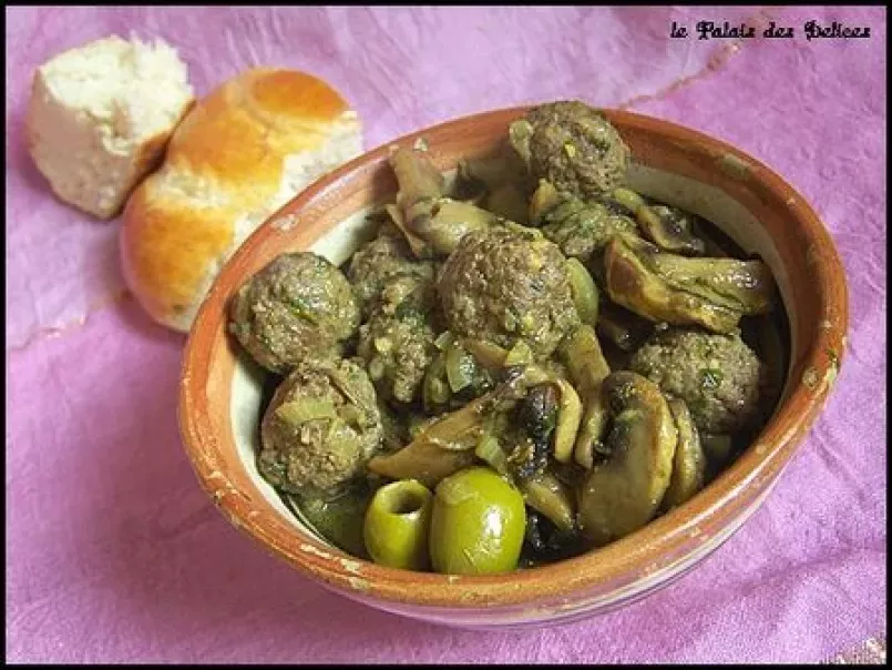 Tajine de kefta aux champignons et olives vertes - photo 3