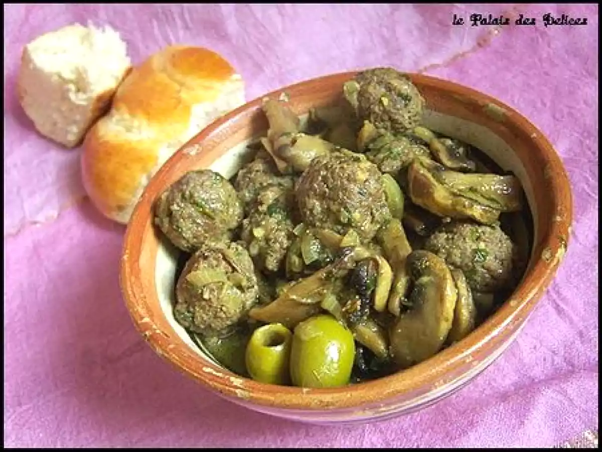 Tajine de kefta aux champignons et olives vertes - photo 3
