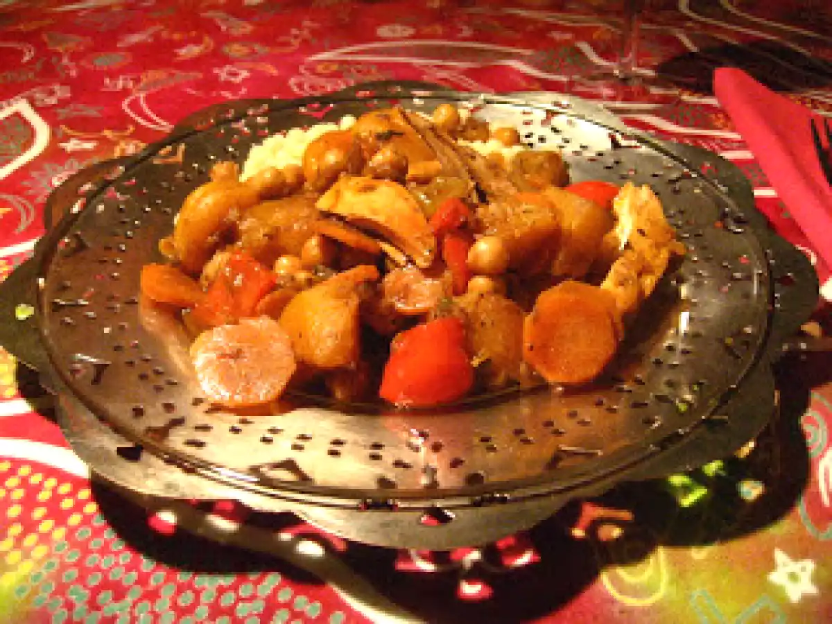 Tajine de légumes et de pois chiches au ras el hanout maison sur couscous de Jérusalem - photo 5