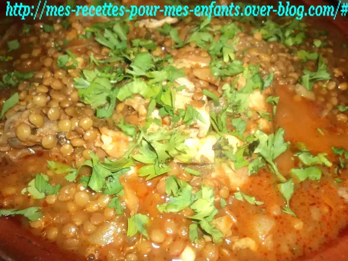 Tajine de lentille et cuisses de poulet