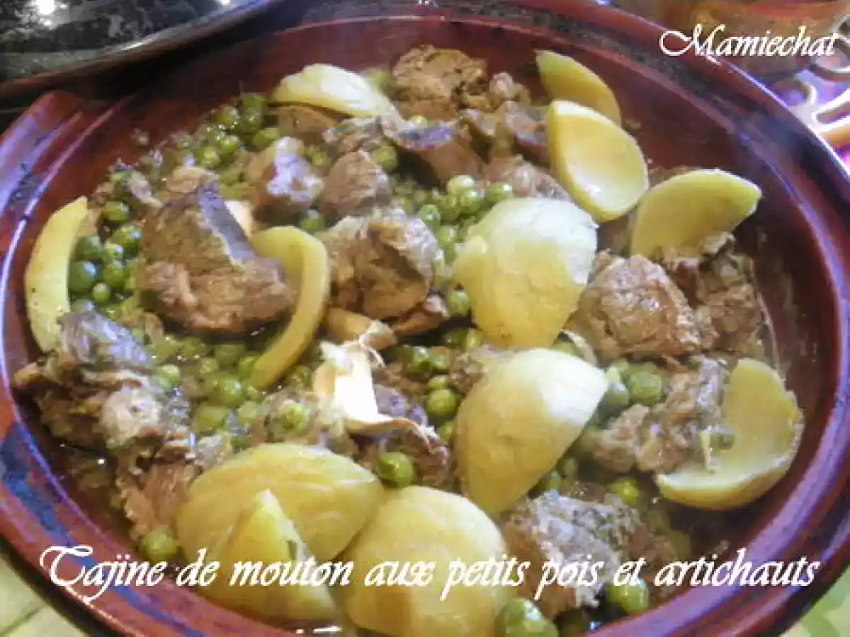 Tajine de mouton aux petits pois et artichauts