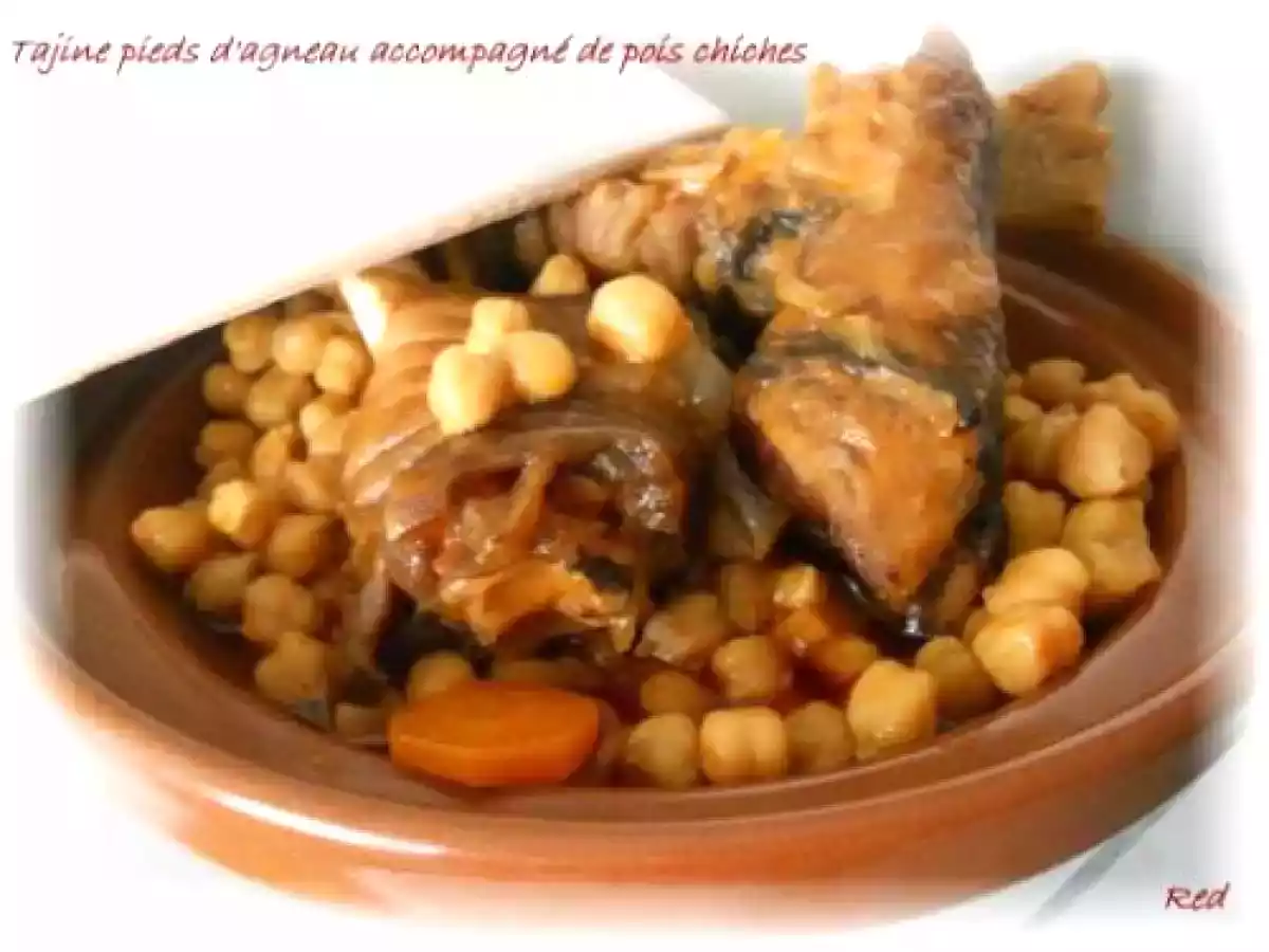 Tajine de pieds d'agneau accompagné de pois chiches