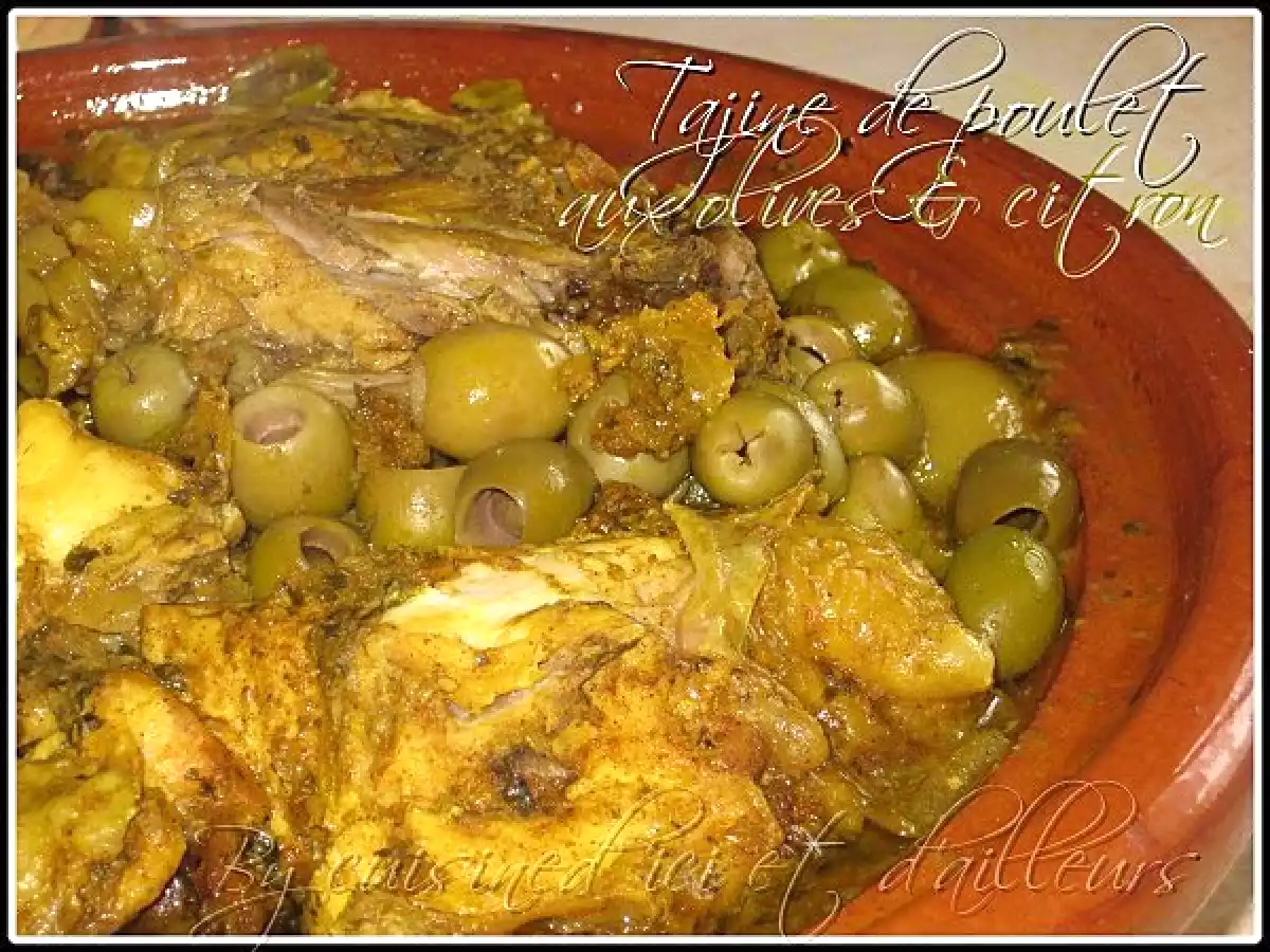 Tajine de poulet au citron confit et olives