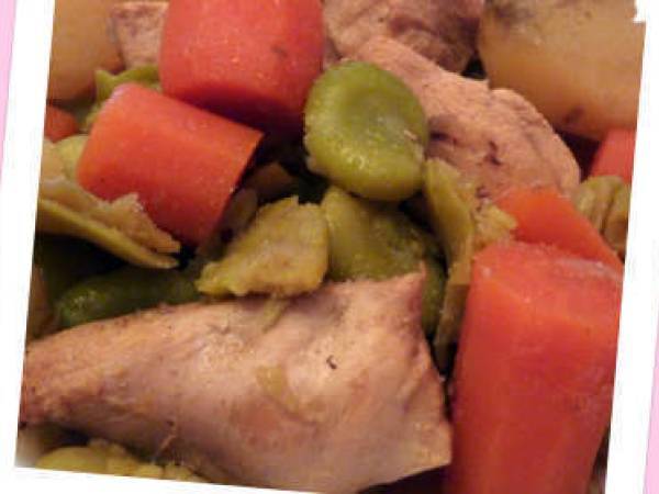 tajine de poulet au fèves