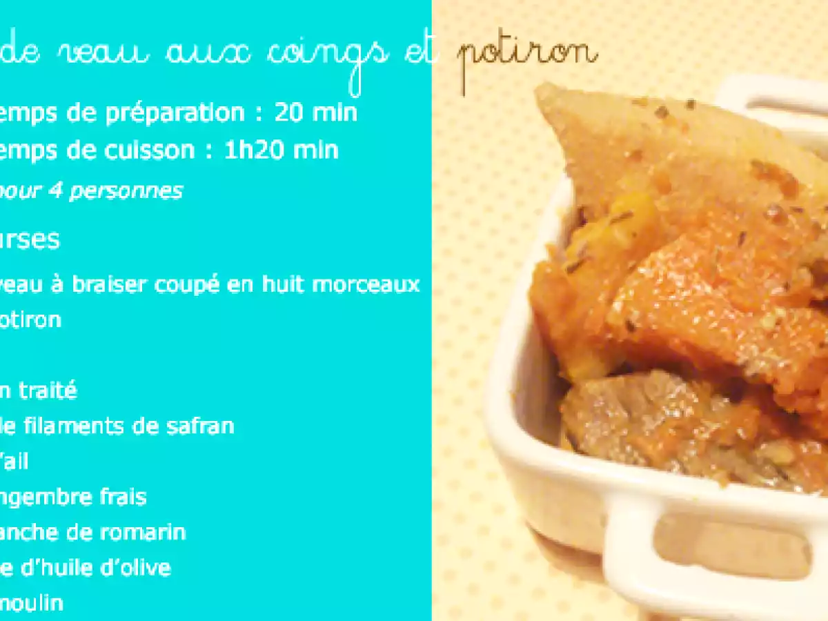 Tajine de veau aux coings et au potiron