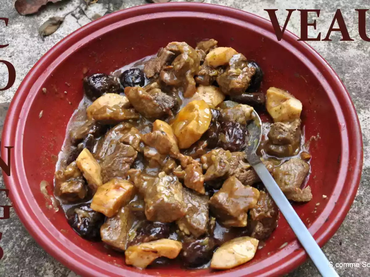 Tajine de veau aux Coings et aux pruneaux - photo 3