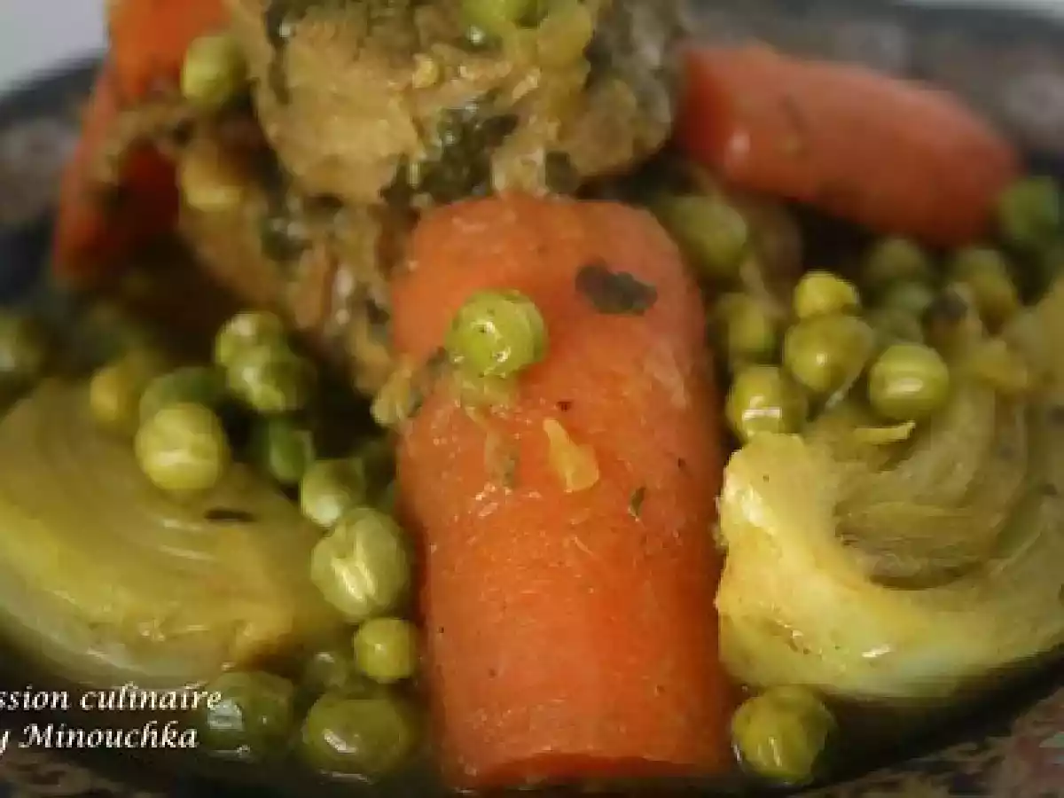 Tajine de veau aux fenouil, carottes et petits pois - photo 5