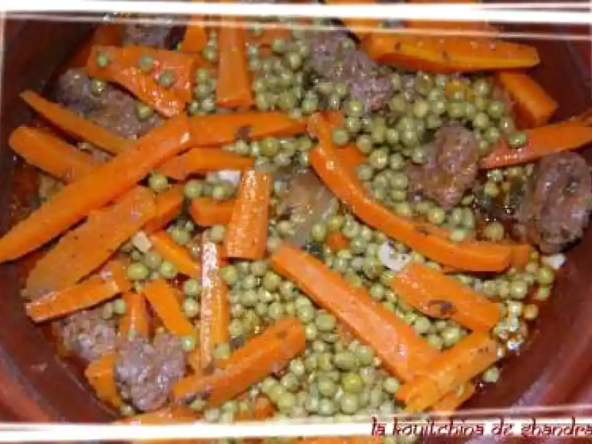 Tajine kefta carottes et petits pois