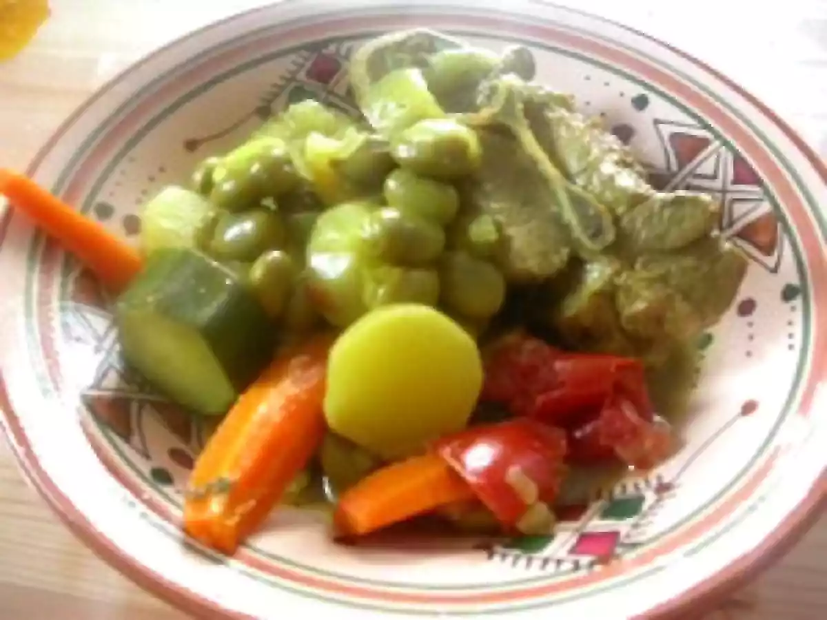 Tajines agneaux fèves et autres légumes ....