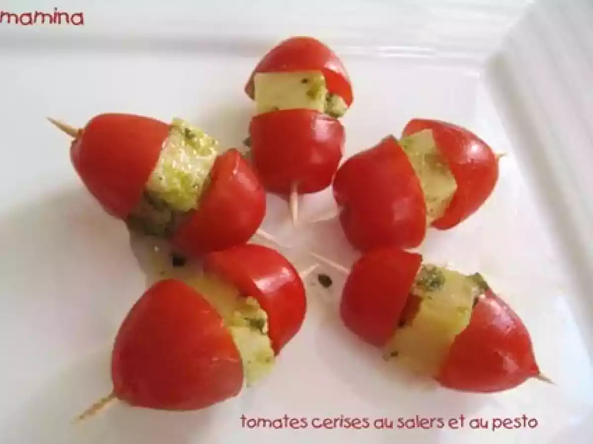 Tapas, bouchées apéritives de tomates, salers et pesto et bulots au sumac - photo 2