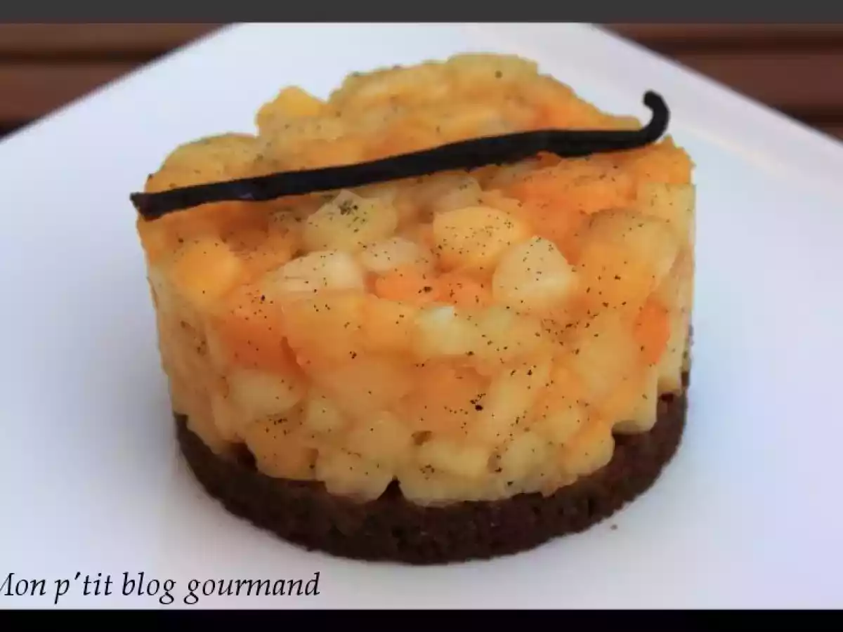 Tartare de pêches sur sablé croquant aux spéculos