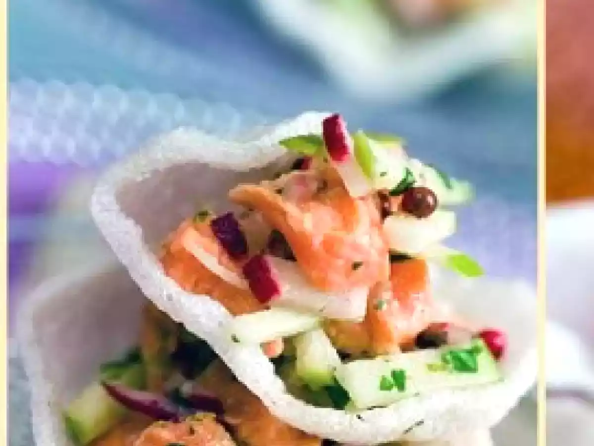 Tartare de saumon au gingembre et pomme verte