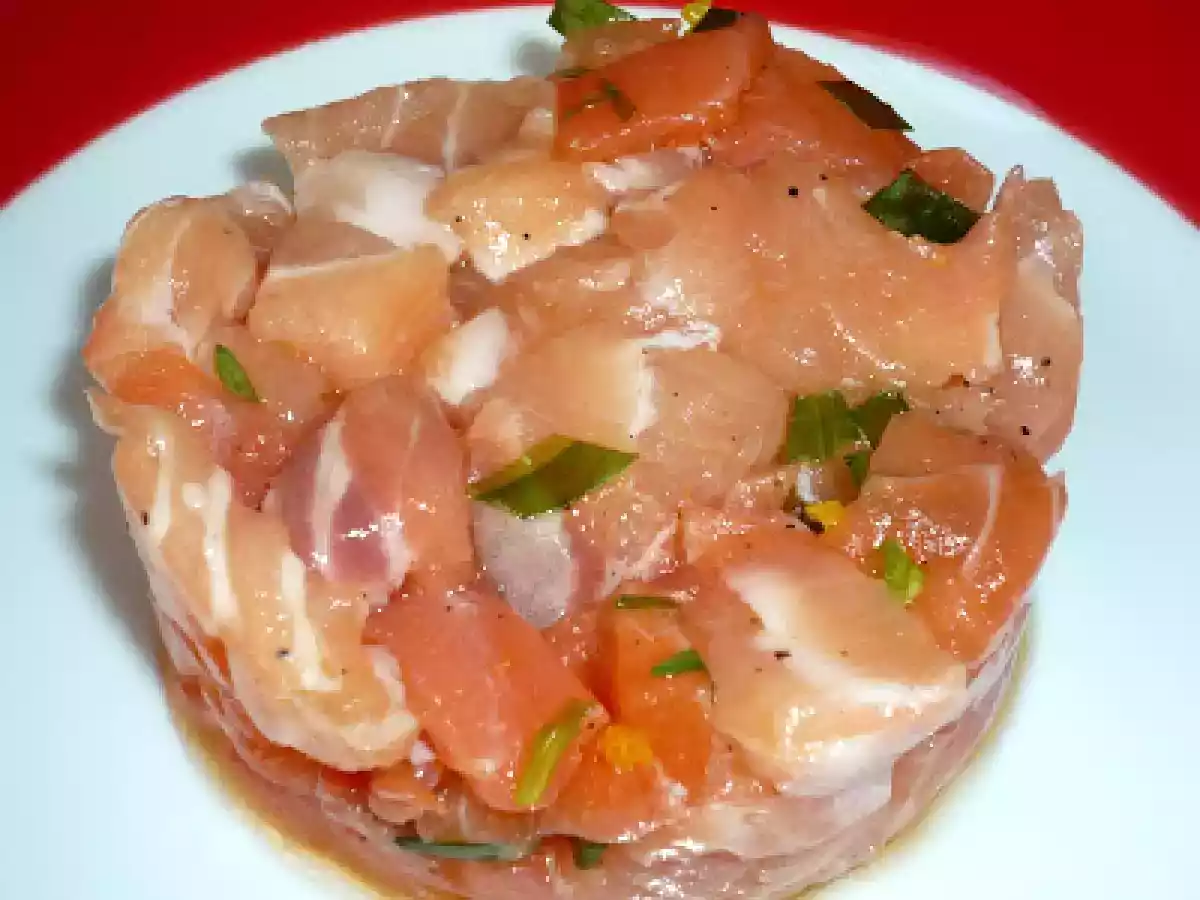 Tartare de saumon fumé et cru -