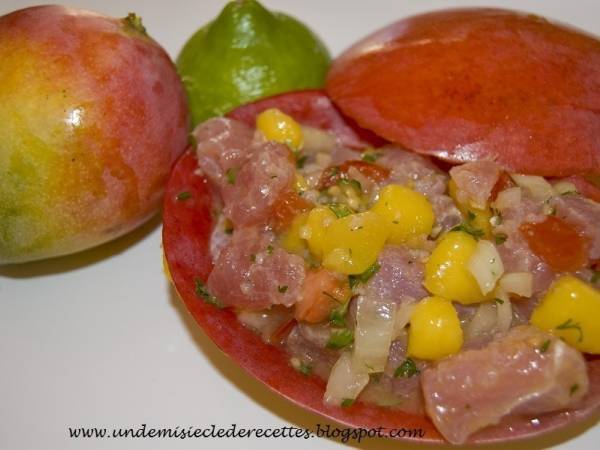 Tartare de thon à la mangue