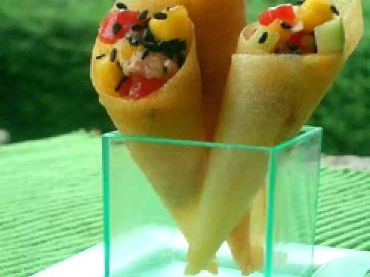 Tartare de thon et mangue ou apéro en cornets croustillants - photo 2