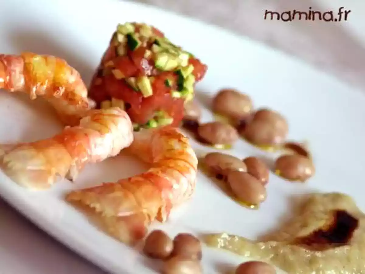 Tartare de tomates et de courgettes au caviar d'aubergine