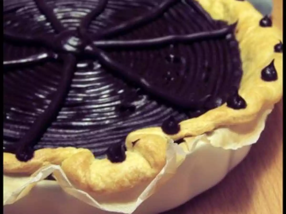 Tarte à l'amande, aux pommes, ganache chocolat