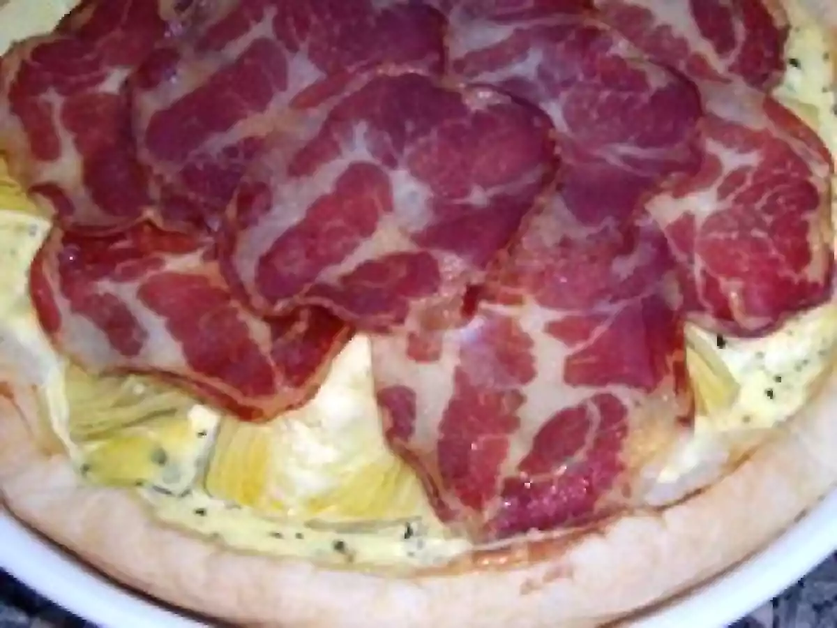 Tarte à la brousse coeurs d'artichauds et coppa