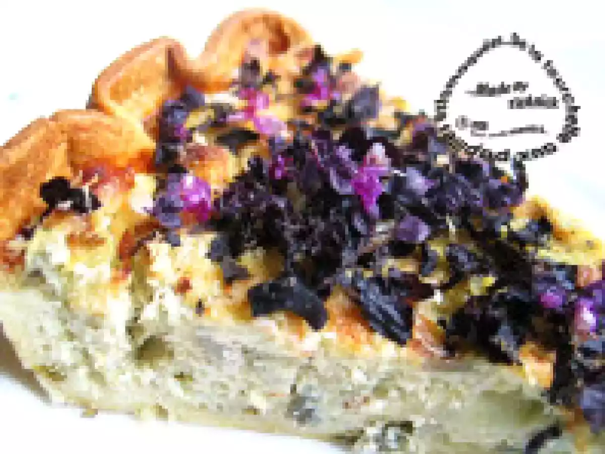 Tarte à la crème d'artichauts et oignon au parmesan et basilic pourpre - photo 2