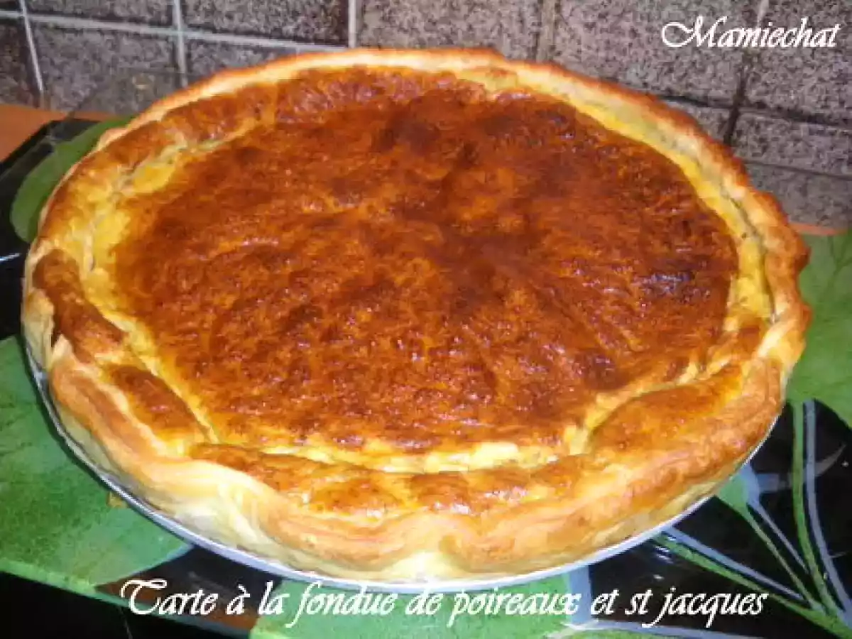 Tarte à la fondue de poireaux et st jacques