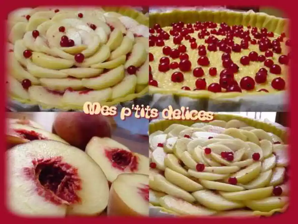 Tarte amandine pêche-groseille
