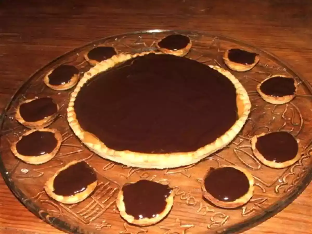 Tarte au chocolat et à la confiture de lait et ses petites tartelettes