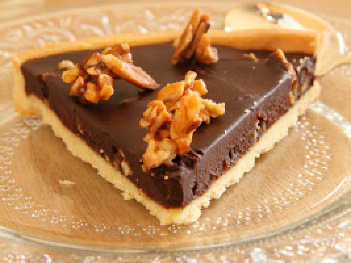 Recette de tarte chocolat et amandes caramélisées