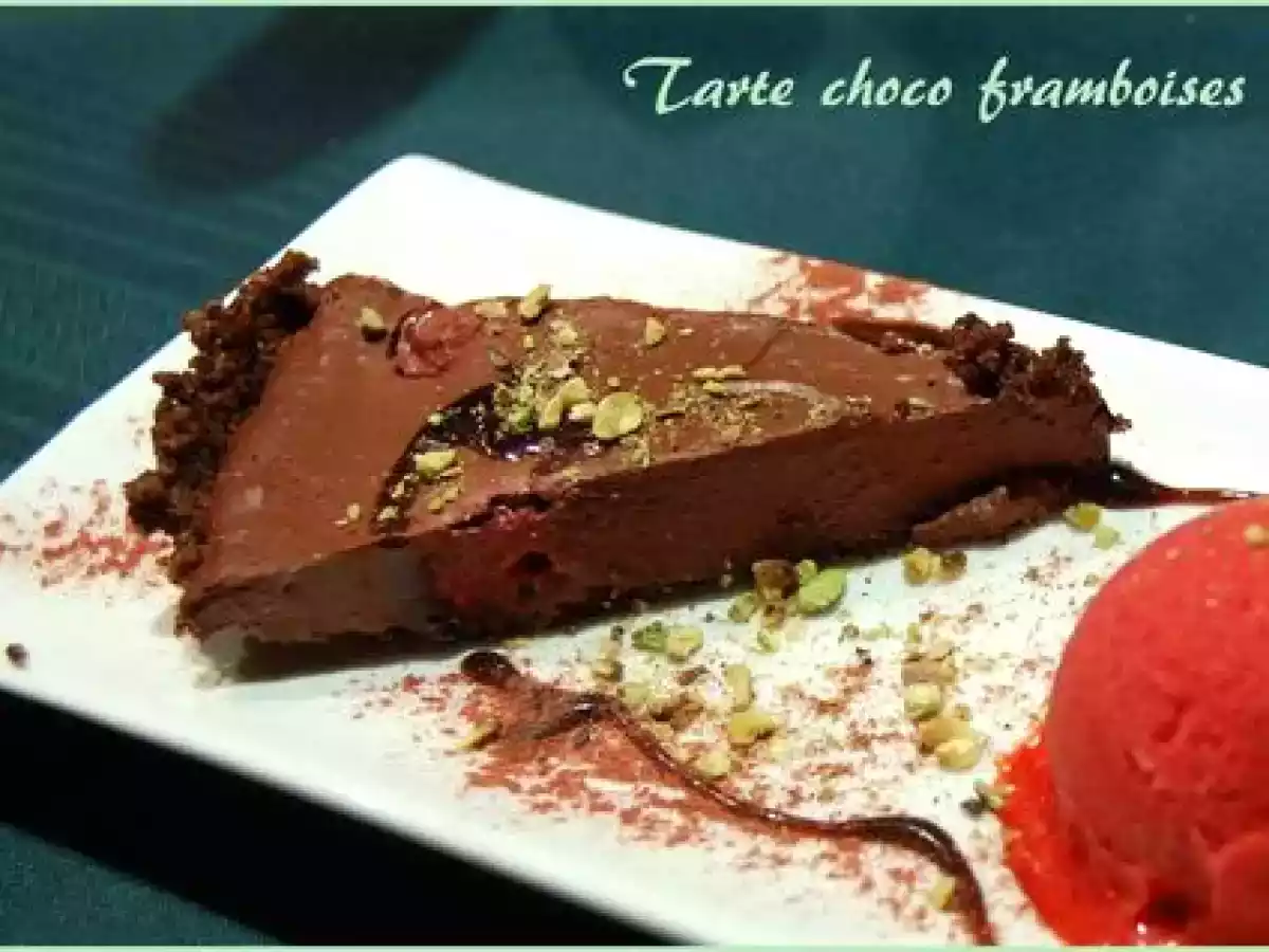 Tarte au chocolat et aux framboises, sans gluten et sans lactose - photo 2