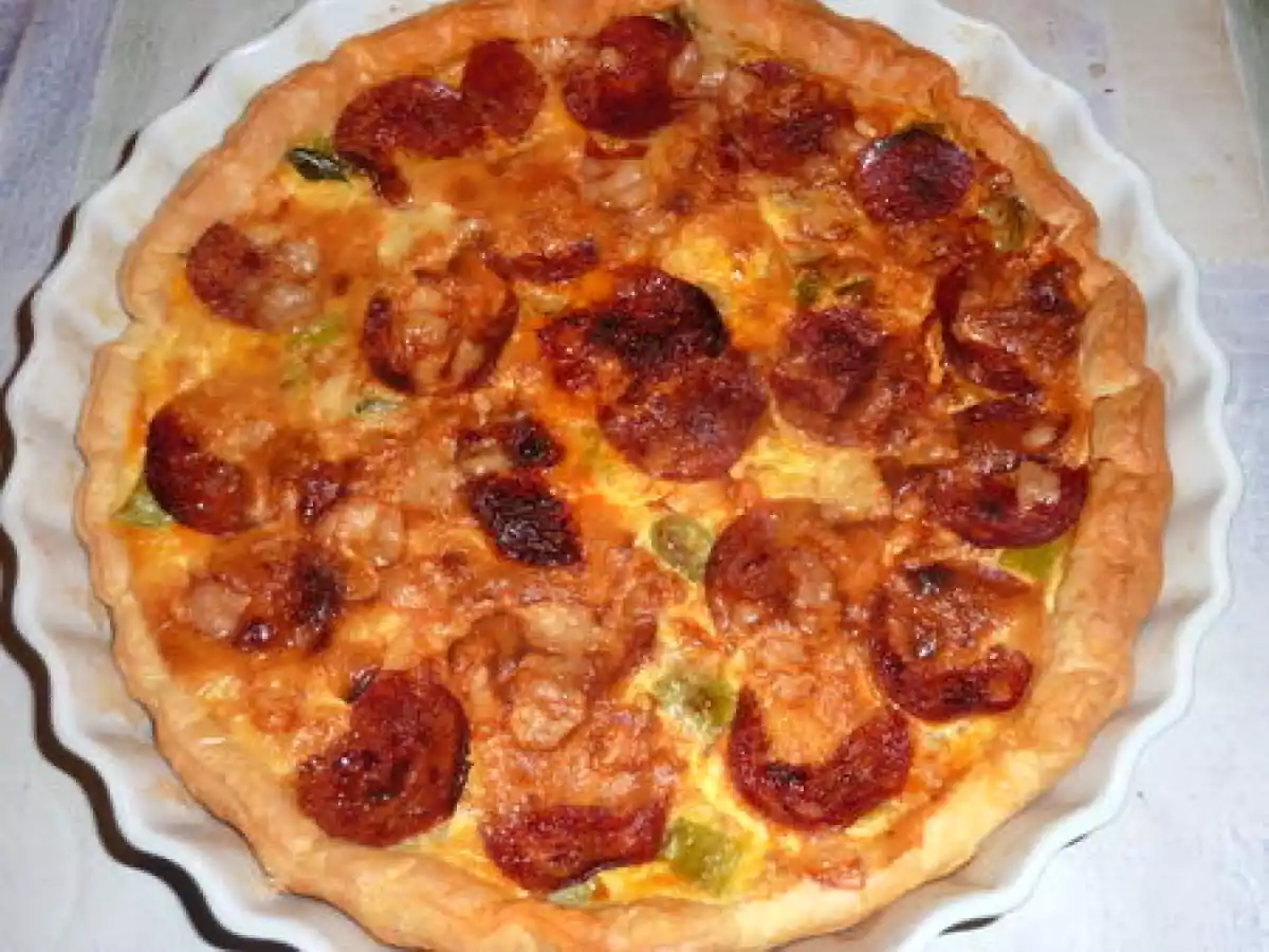 Tarte au chorizo et poireaux