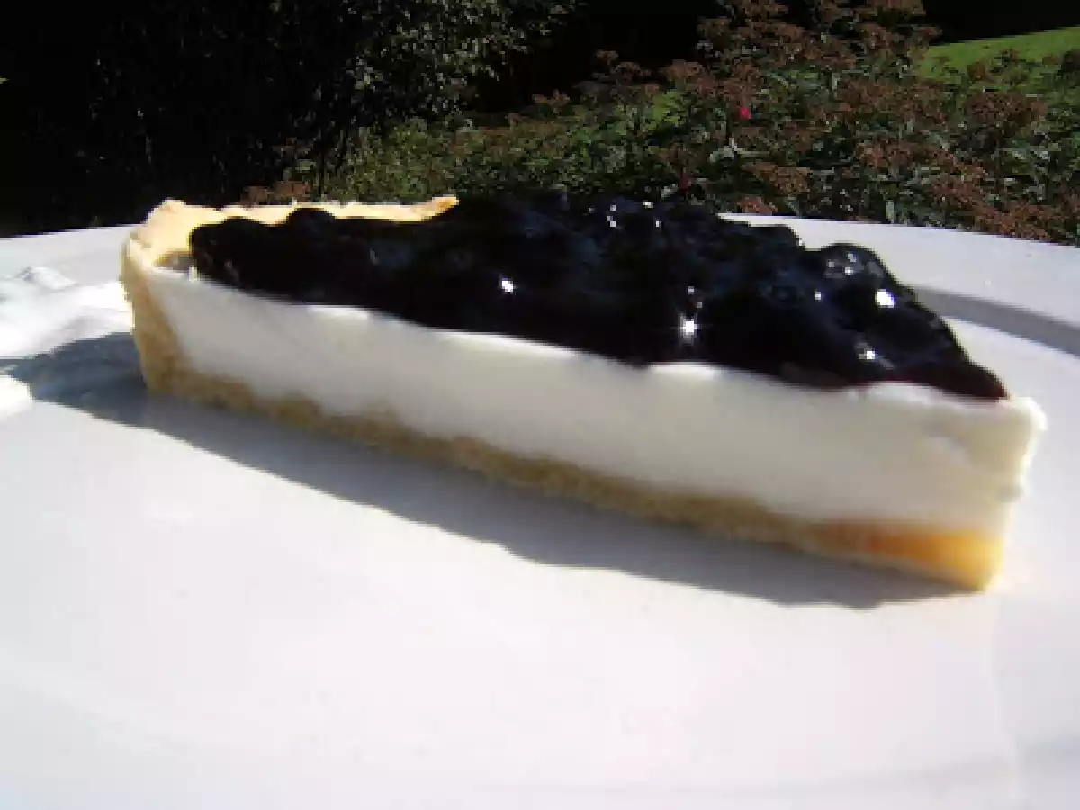 Tarte au fromage frais et myrtilles
