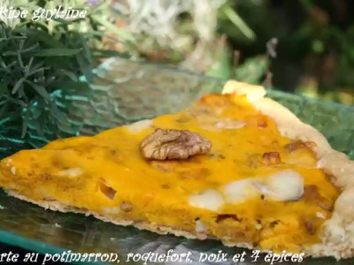 Tarte au potimarron, roquefort et noix