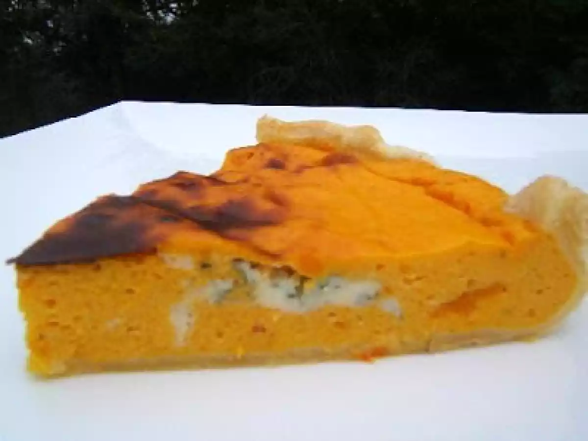 Tarte au potiron, carottes et bleu d'Auvergne