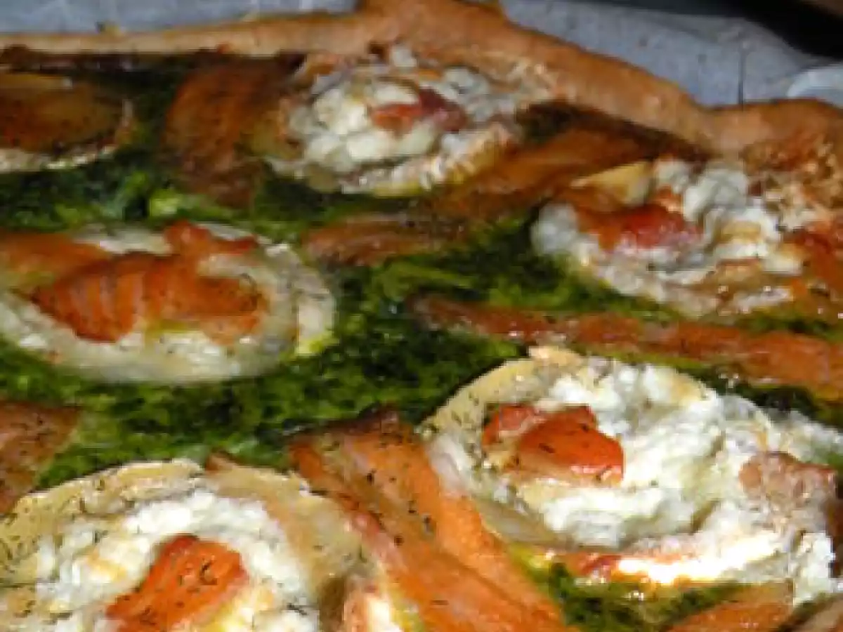 Tarte au saumon fumé, aux épinards et au chèvre