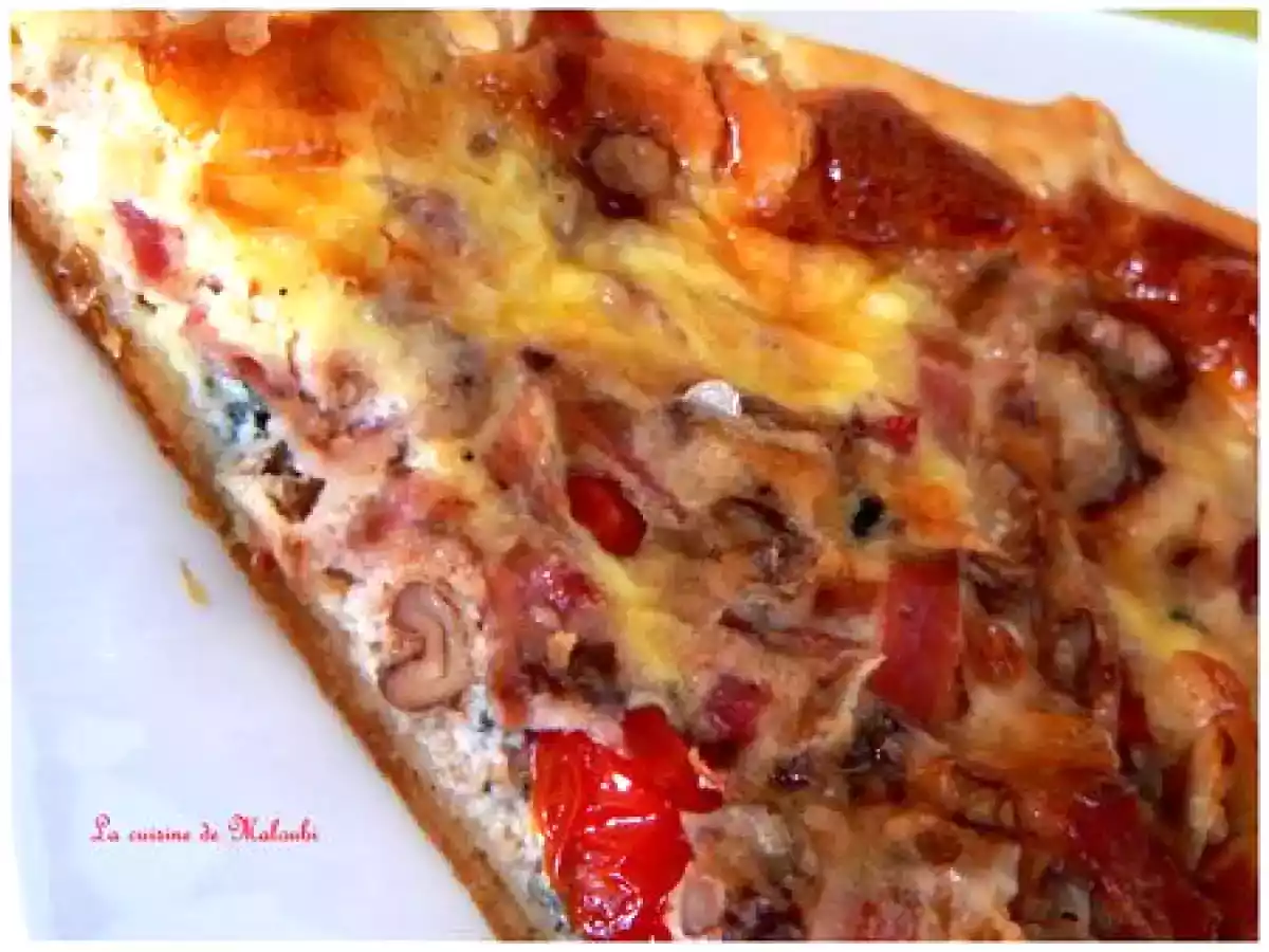 Tarte au tomate cerise, noix, jambon fumée et roquefort - photo 2