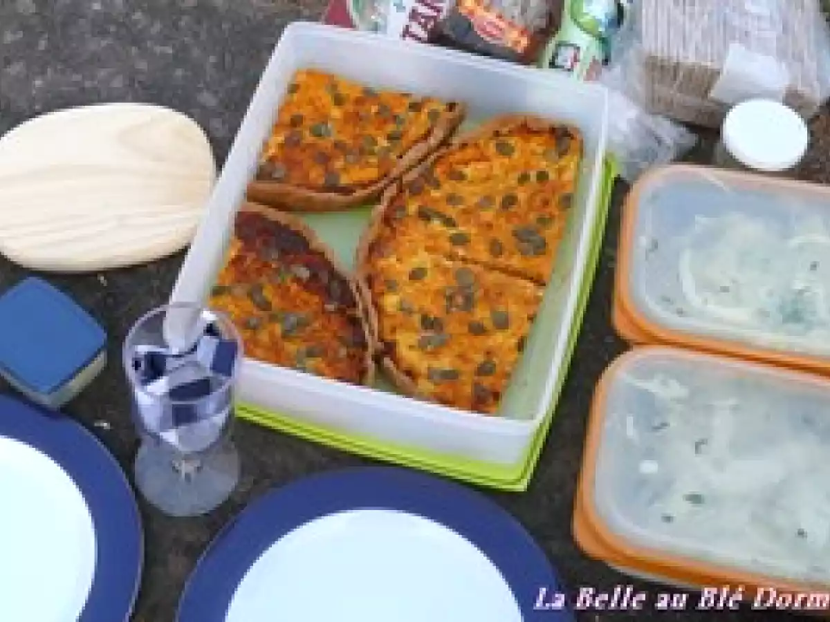 Tarte aux carottes, graines de courge et panch phoron, sans blé, sans lait de vache