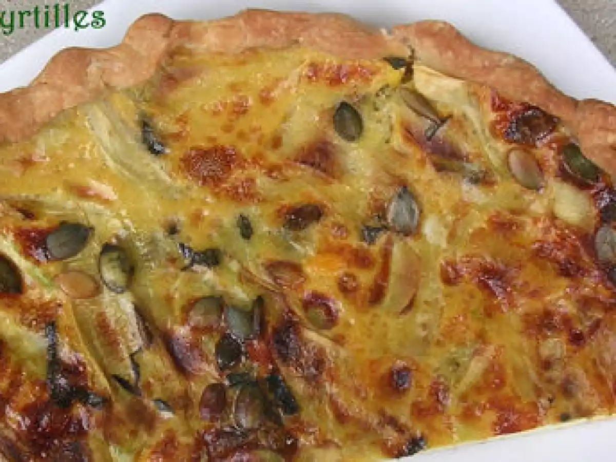TARTE AUX COURGETTES, MENTHE ET GRAINES DE COURGE