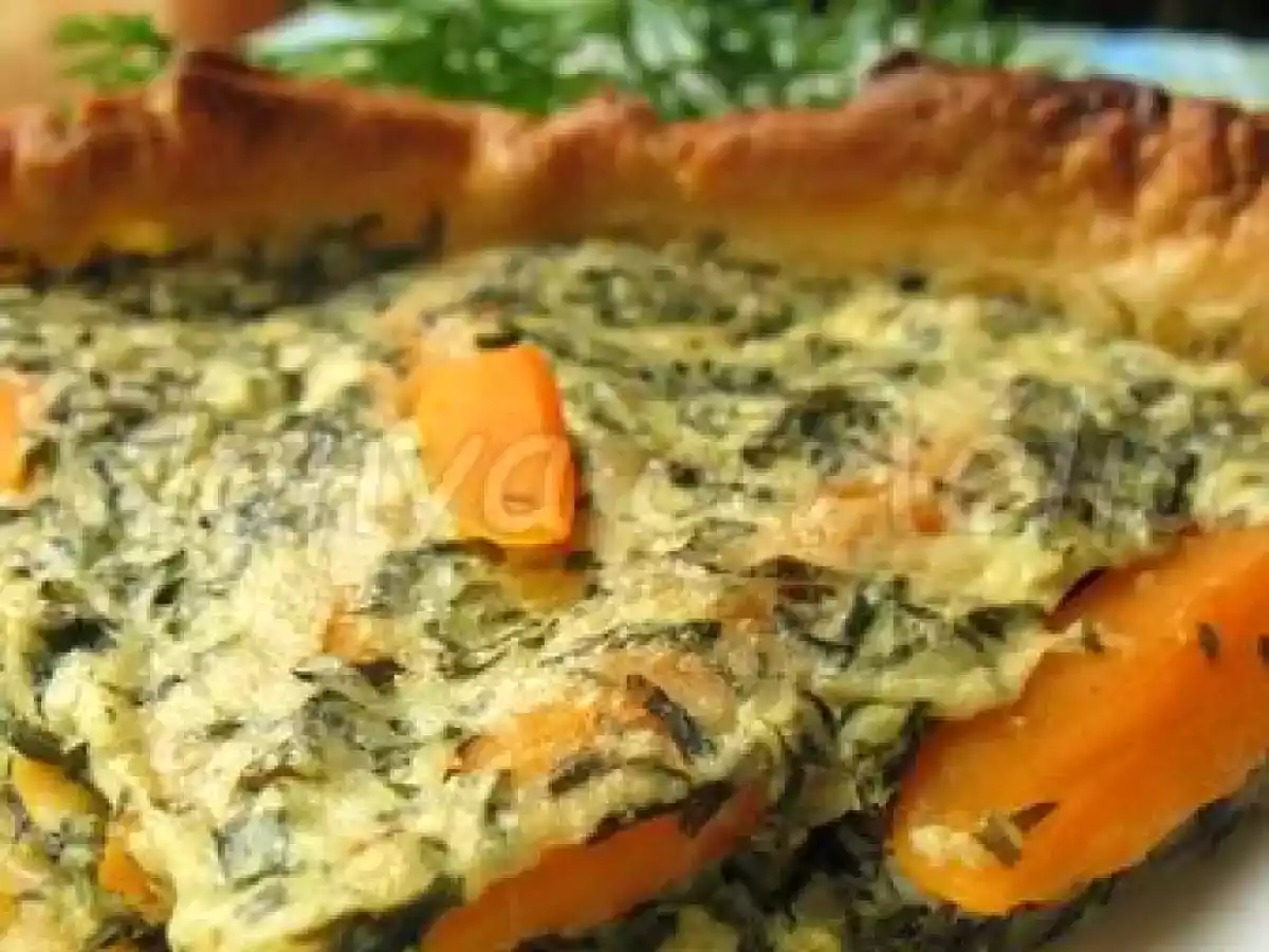 Tarte aux fanes de carottes et tofu soyeux