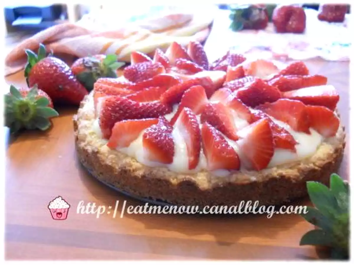 Tarte aux fraises sur palet breton