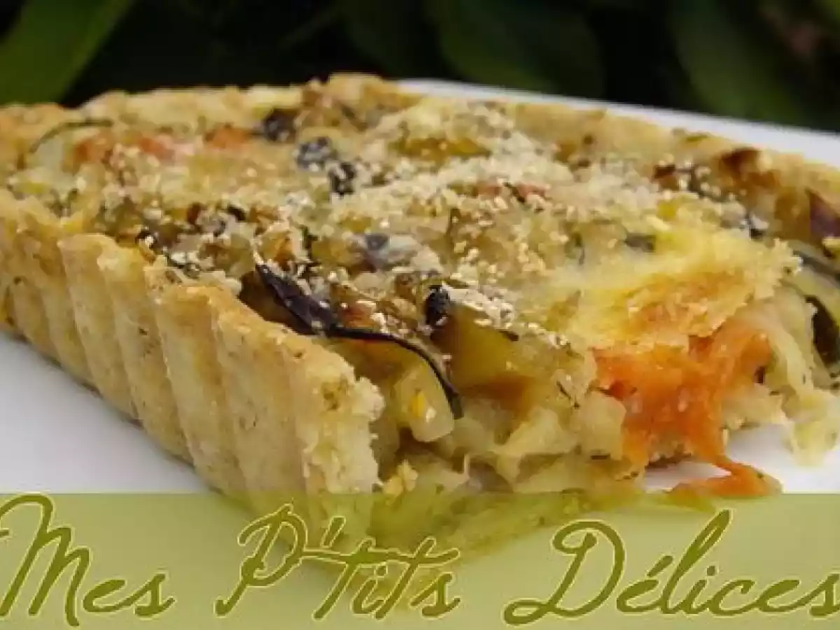 Tarte aux légumes d'été sur fond de pâte au sésame - photo 3