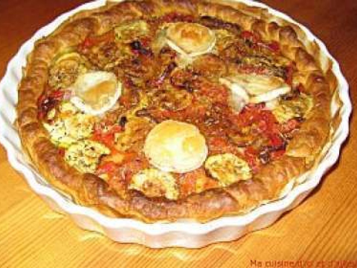 Recette de tarte aux légumes du soleil et chèvre
