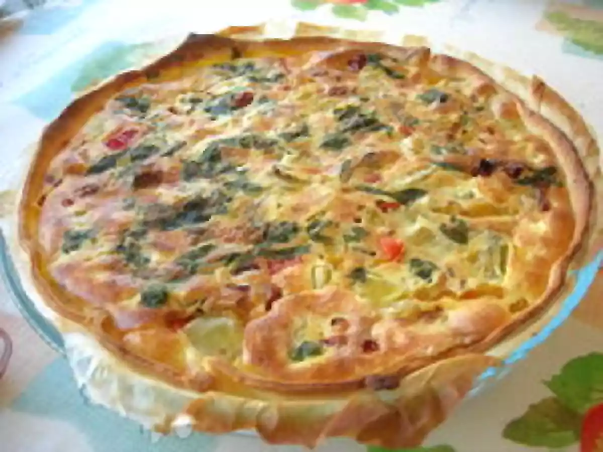 Tarte aux légumes marinés et à la ricotta.