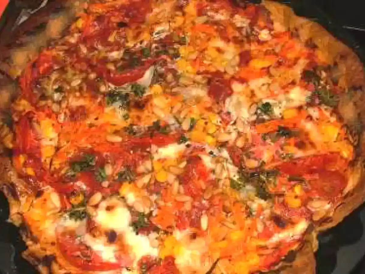 Tarte aux légumes sans oeuf, pignons, amandes