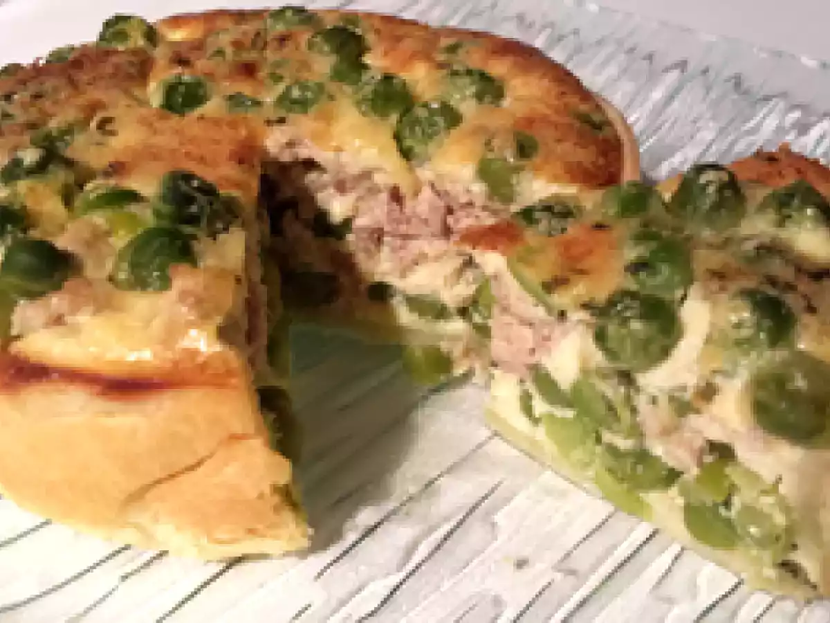 Tarte aux petits pois, menthe et thon - Recette Thermomix