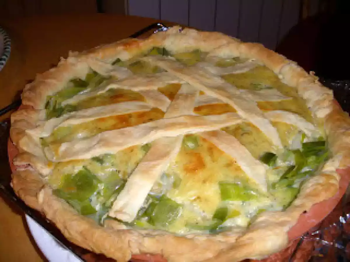 Tarte aux poireaux à la pâte brisée à l'huile d'olive