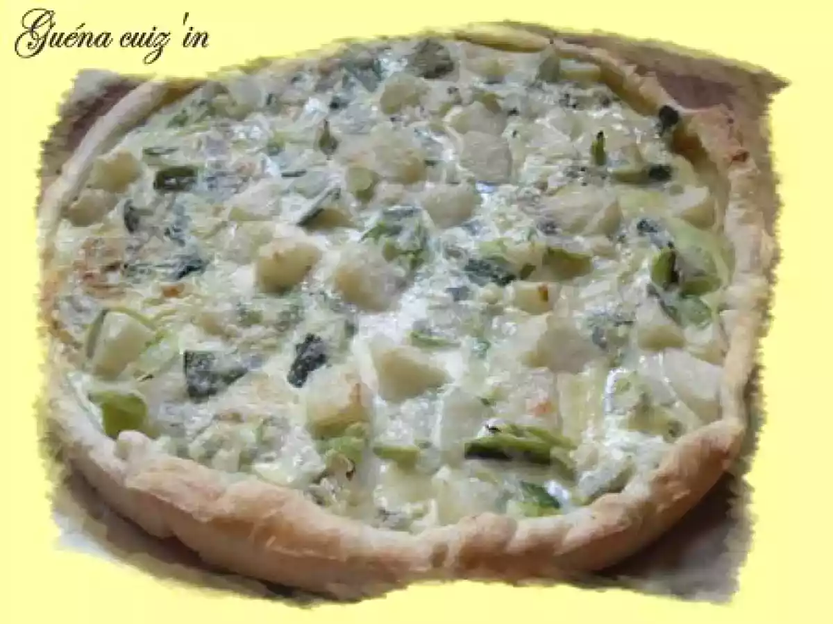 Tarte aux poireaux, bleu et poire