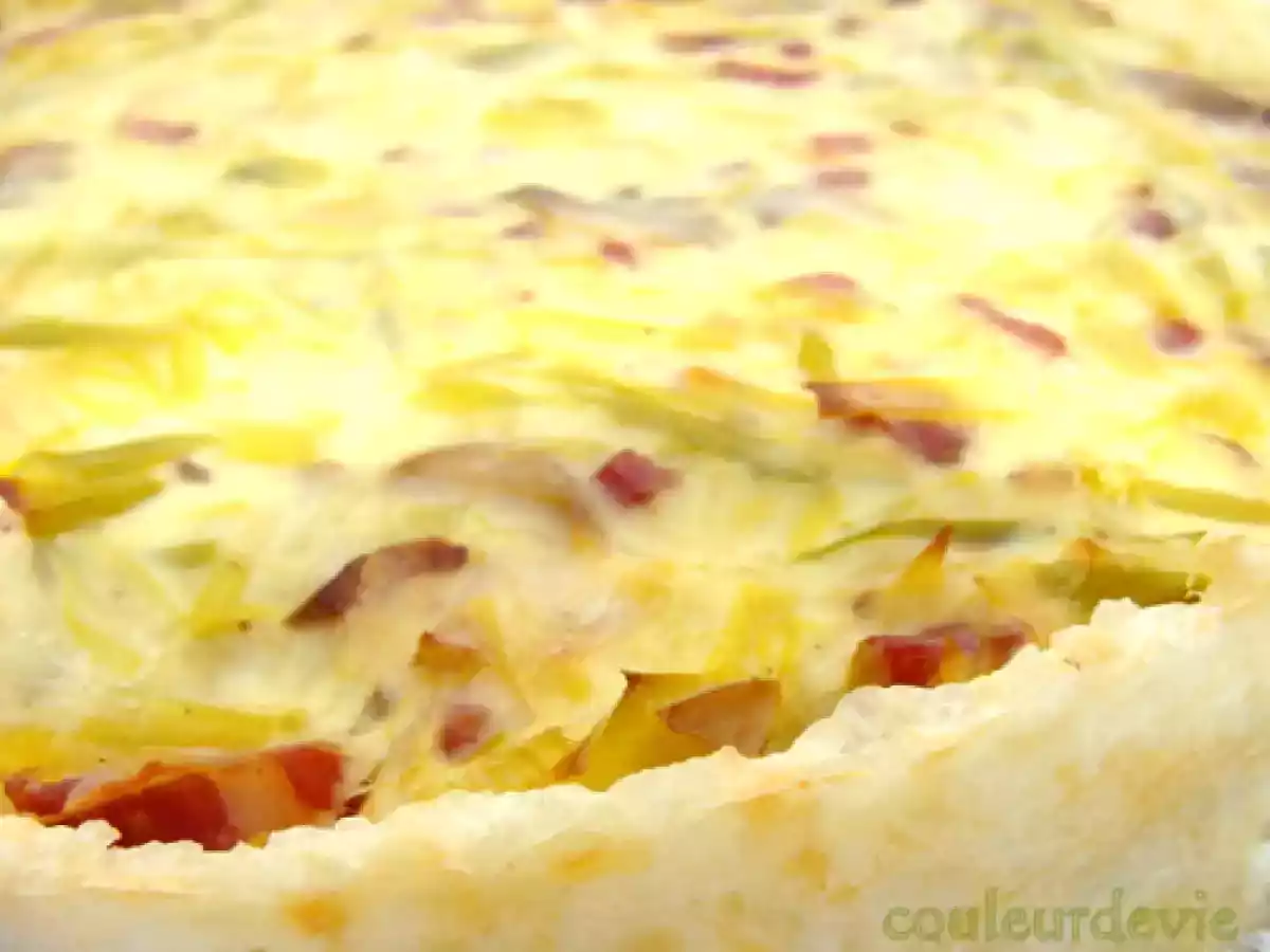 Tarte aux poireaux, lardons, champignons, en croûte de riz - photo 2
