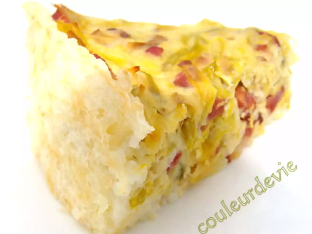 Tarte aux poireaux, lardons, champignons, en croûte de riz - photo 3