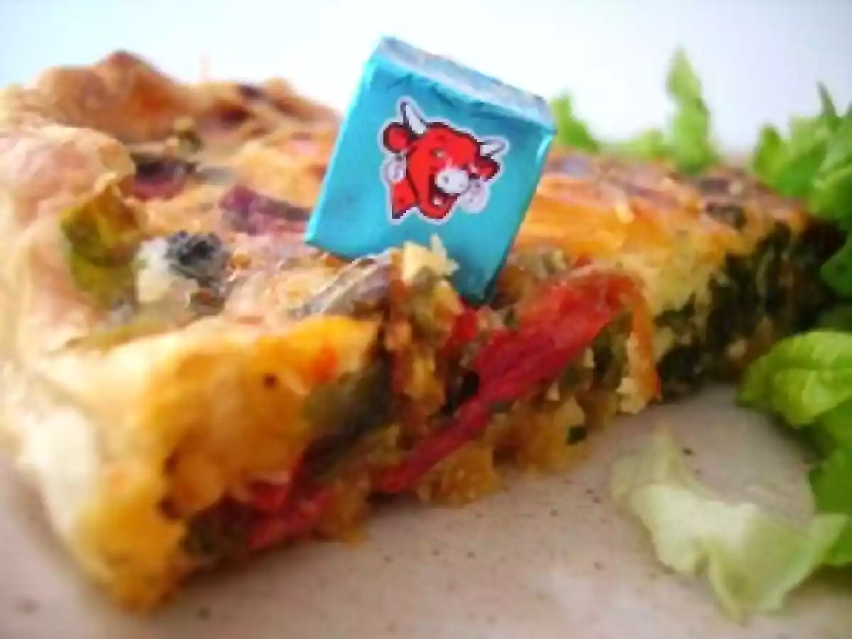 TARTE AUX POIVRONS, ÉPINARDS FRAIS ET APÉRICUBES